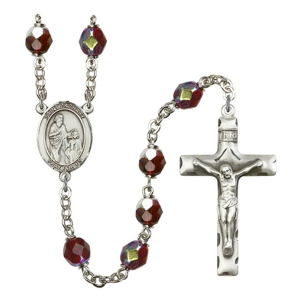 Silver Finish St Zachary Center Zachary Rosary with 7mm Brown Beads and 1 3/4 x 1 inch Crucifix St Gift Boxed Silver Finish St Zachary Center Zachary Rosary with 7mm Brown Beads and 1 3/4 x 1 inch Crucifix St Gift Boxed